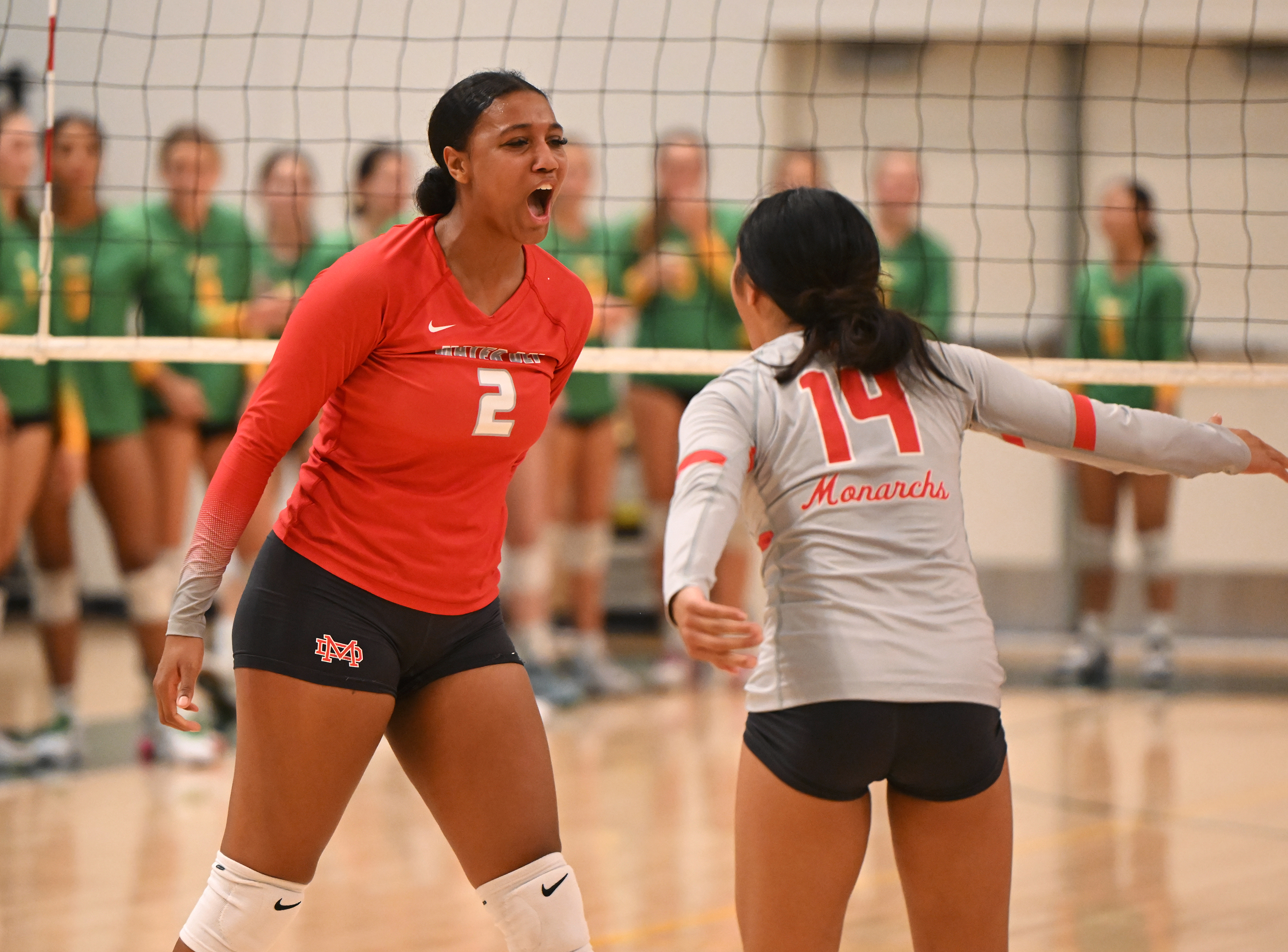 Isabel Clark (2) and Malyssa Cawa (14) with a moment 